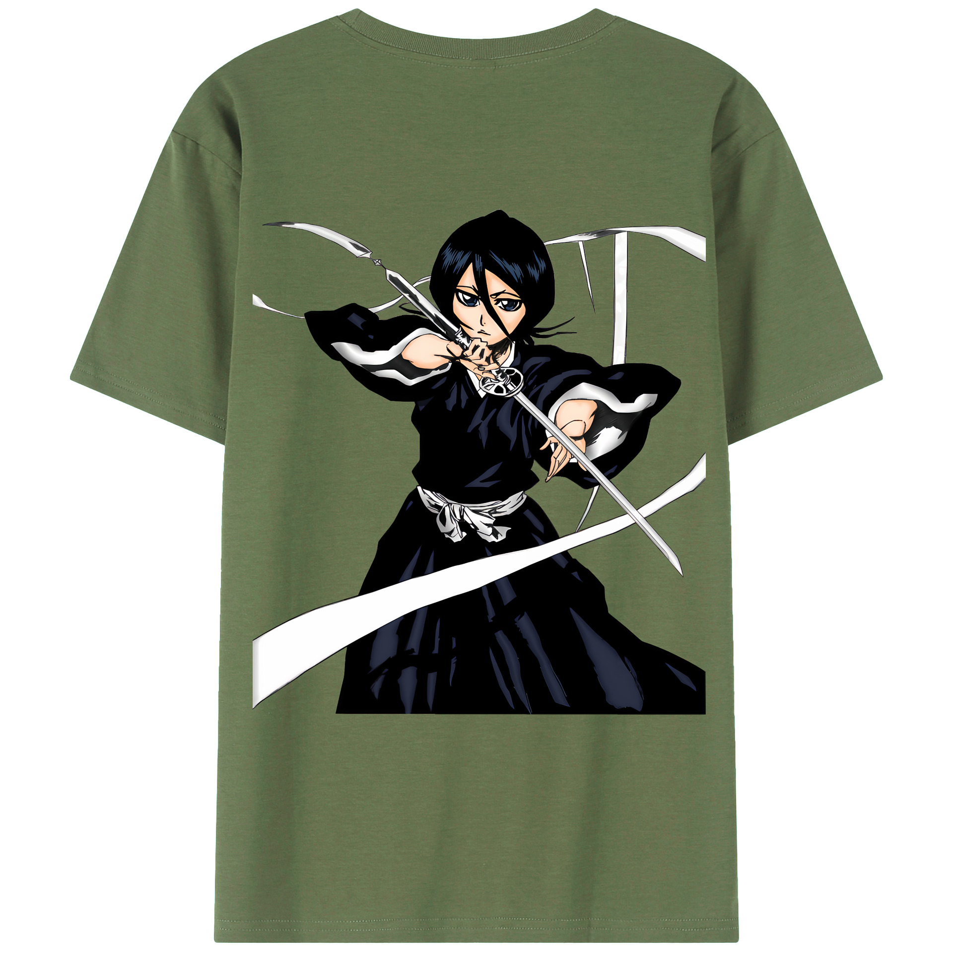 （画像用） ブリーチ 朽木ルキア BLEACH Kuchiki Rukia 綿100％ メンズ半袖Tシャツ（バックプリント） 通気性